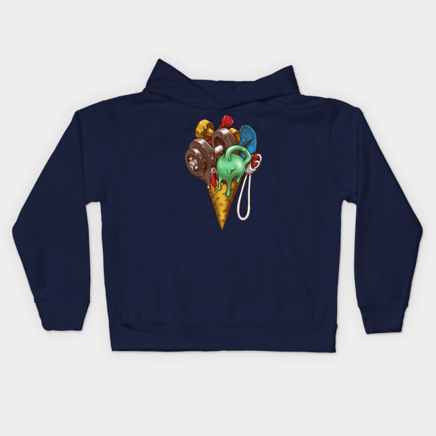 Ice Cream Workout Kids Hoodie by c0y0te7